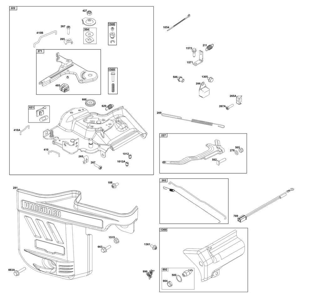 Controls Group Diagram and Parts List for 25V337-0035-J1 200000 - 399999 Briggs and Stratton Engine